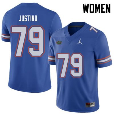 Women's Florida Gators #79 Daniel Justino NCAA Jordan Brand Royal Authentic Stitched College Football Jersey ADU6662AU